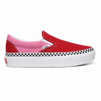 Damske Slip On Tenisky Vans 2-Tone Classic Červené/Fuchsie Ruzove VA13WOAHE